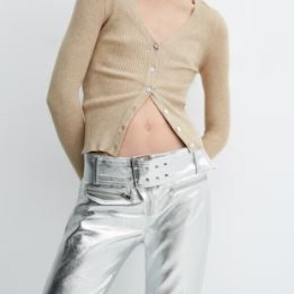 Mango Metallic Pants with Belt - Picture 7 of 7